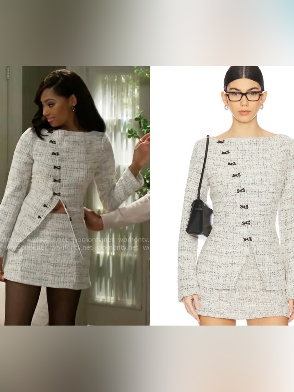 NWT YLLW The Label Tweed Hook & Eye Jacket Shorts Set Size M